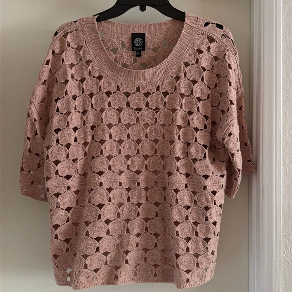 BOBEAU- Rose Knit Blouse with Cami- XL